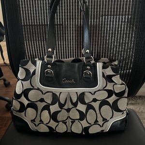 Coach Black and Cream Signature Tote